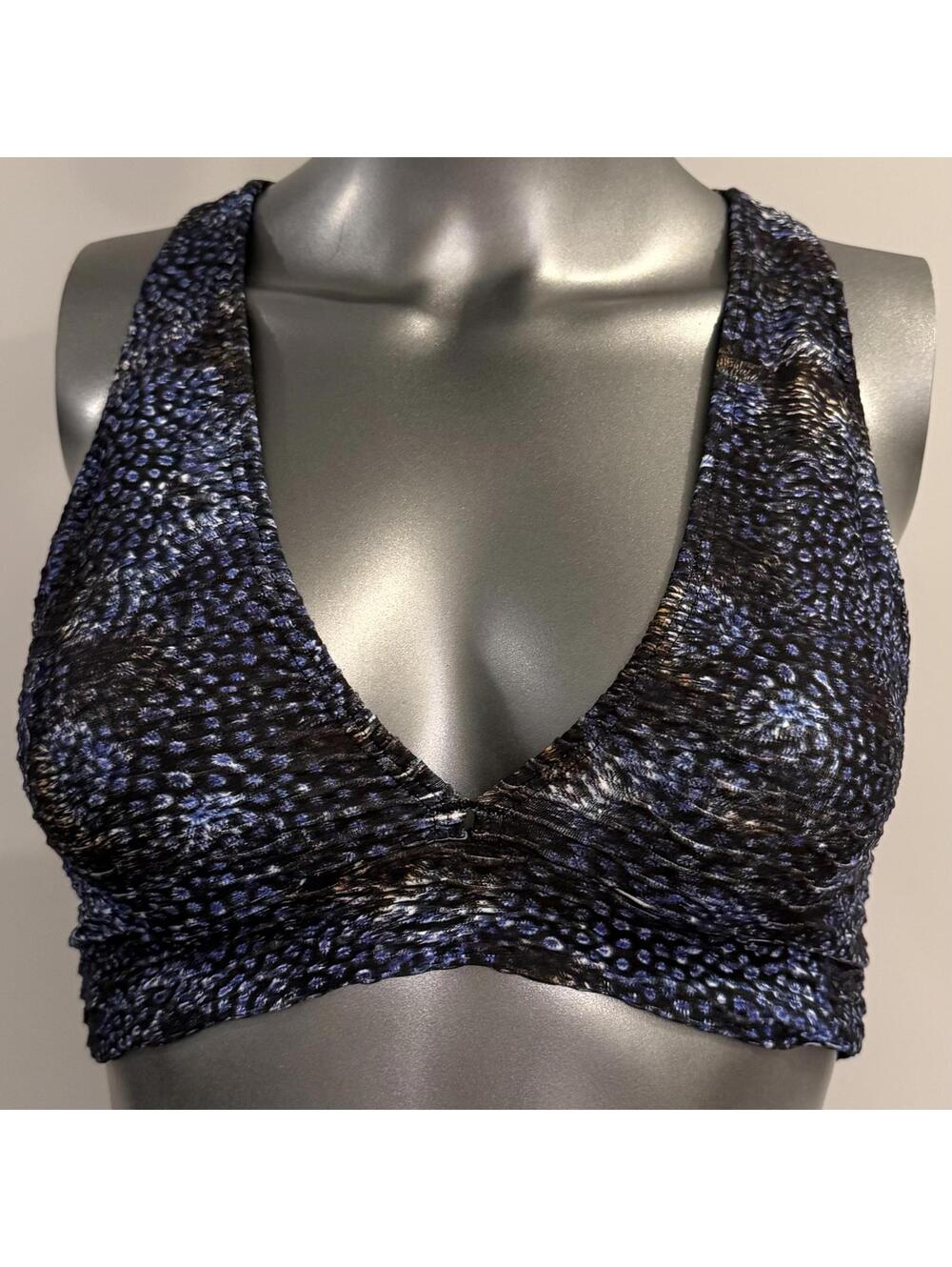 Booty By Brabants Deep V Sports Bra Athletic Top Blue Black